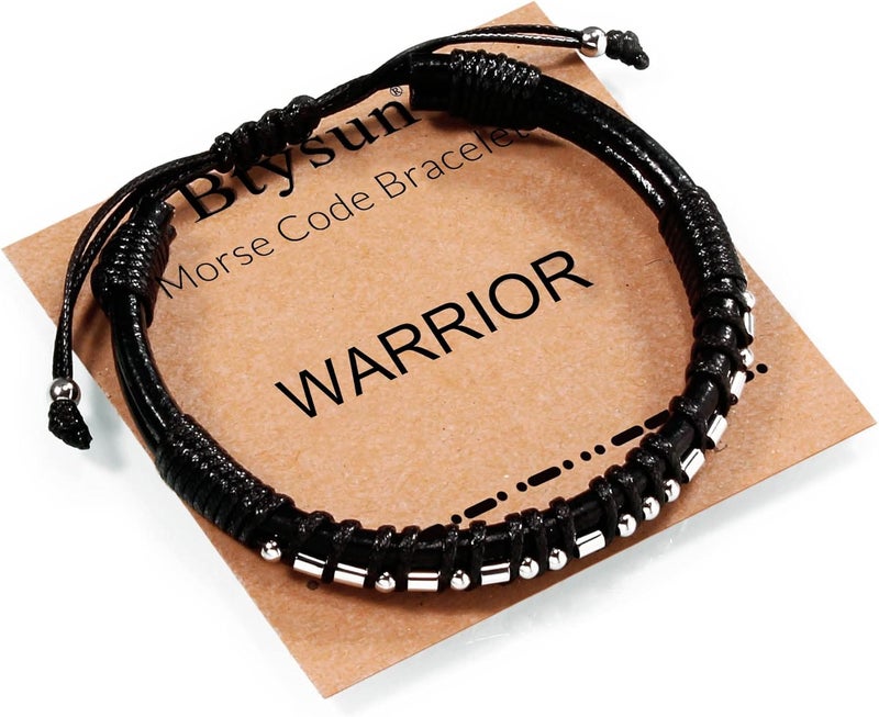Btysun Valentines Day Gifts for Him Boyfriend Morse Code Bracelets for Men Husband Mens Bracelets Graduation Gifts for Him Fathers Day Adjustable Leather Bracelet Motivational Birthday Annivesary Jewelry Stocking Stuffers - Image 1